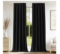 CUCRAF Rideau Occultant avec Galon Fronceur,100% Opacité,H245 x L140 cm,Lot de 2 Panneaux Effet Lin pour Salon,Chambre à Coucher,Chambre Enfant,Système de Rail