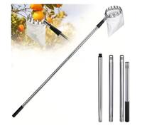 Cueille Fruit Cueille-fruits en acier inoxydable avec perche télescopique de 1,6/2,4/3,2/4 m, outil idéal for la cueillette en hauteur dans les vergers et les jardins agricoles.(1.6M Fruit Picker)