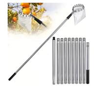 Cueille Fruit Cueille-fruits en acier inoxydable avec perche télescopique de 1,6/2,4/3,2/4 m, outil idéal for la cueillette en hauteur dans les vergers et les jardins agricoles.(4M Fruit Picker)