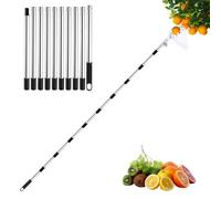 Cueille Fruit Télescopique 4m,Ramasse Pomme avec Tête Pliable Réglable 180° | Léger Cueille Pomme Amovible Acier Inoxydable Perche Telescopique avec Sac en Coton, pour Pommes Figues Cerises Poires Pêches
