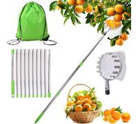 Cueille Fruit Telescopique,Cueilleur de Fruits Amovible,Cueilleur de Fruits | Ramasse Pomme Avec Manche Télescopique, Ramasse Fruit de Inox pour la Cueillette des Pommes Oranges Pêches Poires Cerises