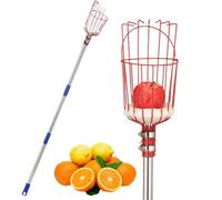 Cueille-Fruits À Perche Avec Panier Outil De Cueillette De Fruits Portable | Cueilleur de citrons télescopique 4 m pour arbre Perche à fruits verger jardin citrons poires oranges pêches grenade gl