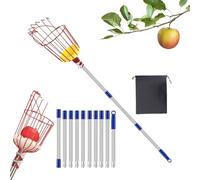 Cueille-Fruits À Perche Avec Panier Outil De Cueillette De Fruits Portable | Cueilleur de citrons télescopique 4 m pour arbre Outil Sur Perche Cueillette Verger Jardin Avocat Citron Poire Orange