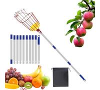 Cueille-Fruits À Perche Avec Panier Outil portable de cueillette sur perche | Cueilleur à mangues de 4 mètres avec manche rétractable et panier Outil De Cueillette Sur Perche Pour Jardin Ferme Cit