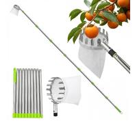 Cueilleuse à fruits de 4,2 m avec manche télescopique en acier inoxydable | Cueilleuse à pommes et cerises - Convient pour la récolte d'oranges, raisins, pamplemousses, pommes et autres fruits