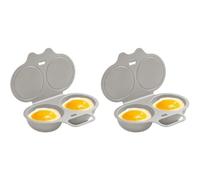 Cufryna Cuiseur Oeuf Micro Ondes, Cufryna Cuit Oeuf Micro Onde，Gris*2 | Cuisson Rapide En 3 Min Capacité 2 Oeufs Design Compact Antiadhésif Sécurisé pour Petit-Déjeuner, Encas Ou Salade