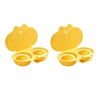 Cufryna Cuiseur Oeuf Micro Ondes, Cufryna Cuit Oeuf Micro Onde，Jaune*2 | Cuisson Rapide En 3 Min Capacité 2 Oeufs Design Compact Antiadhésif Sécurisé pour Petit-Déjeuner, Encas Ou Salade