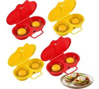 Cufryna Pocheuse à Oeufs Micro Onde,Cufryna Cuiseur Oeuf Micro Onde,Cuit Oeuf Micro Onde,Moule à Vapeur,Microwave Egg Poacher Maker,Antiadhésive Sans Huile, Facile à Nettoyer(4, Red+Yellow)