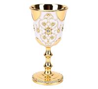 Cuifati Gobelet en émail Vintage Décoratif en, Petit Gobelet de Communion en Alliage, Design Floral, Décoration de Fête, Motif de Vigne 3D en Métal plaqué or, Hauteur 9,5 Cm pour Mariage,