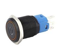 Cuifati Interrupteur Métallique étanche à Bouton-poussoir Autobloquant, 2 Pièces, pour Utilisation Marine et Extérieure, 16mm, 5 Broches, en Acier Inoxydable Noir (12 V CC)