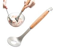 Cuillère à Boulettes de Viande Inoxyda 304, Façonneur Presse Manuel Cuisine | Manche Long en Bois 26cm avec Trou de Suspension, Antiadhésif pour Boulettes Poisson Riz Pâte à Biscuits Rangement Facile