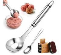 Cuillère à Boulettes en Acier Inoxydable, Portionneur Manuel Perforé avec Outil de Façonnage pour Bœuf, Porc, Poulet, Poisson et Légumes (1Pc)
