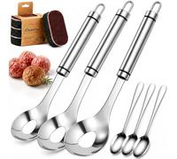 Cuillère à Boulettes en Acier Inoxydable, Portionneur Manuel Perforé avec Outil de Façonnage pour Bœuf, Porc, Poulet, Poisson et Légumes (3Pcs)