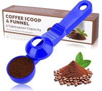 Cuillère à café 2 en 1 avec entonnoir, 2 cuillères à café à mesurer pour tasses K réutilisables, café moulu, poudre de protéines et thé, design en plastique sans désordre (bleu foncé, 1 pièce)