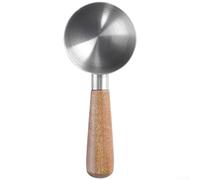 Cuillère à café en acier inoxydable avec poignée en bois - Cuillère à mesurer de 12 g pour haricots et marc - Outil d'expresso résistant à la rouille - Ustensile de cuisine à manche court