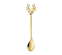 Cuillère à café en métal Motif rennes de Noël - Cuillère à café en bois d'élan - Pour mélanger la nourriture de dessert, gâteau, confiture, maison, bureau, restaurant, fête