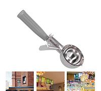 Cuillère à Crème Glacée, Cuillère à glace professionnelle en inox à gâchette, Cuillère à Crème Glacée Multifonctionnelle Cuillère(Poignée grise 8# diamètre 7CM)
