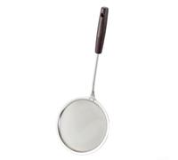 Cuillère à écumoire en maille fine avec poignée en bois - Louche en acier inoxydable 304 pour filtrer le bouillon Hotpot et écrémer l'huile 33 cm (8 cm)