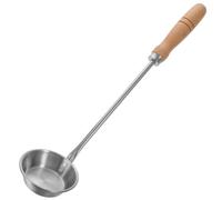 Cuillère à Frire Antiadhésive en Bois et Acier Inoxydable Argenté | Pâte de Galette de Pomme de Terre et Pâte à Beignet, Usage la Cuisine Maison et Friture