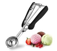 Cuillère à glace 4,4cm, TJ POP Cuillère à Glace en Acier Inoxydable avec Gâchette et Poignée Confortable pour Boule à Glace, Pâtisserie, Boule à Melon