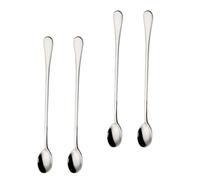 Cuillère à Glace à Long Manche en Acier Inoxydable 4 Pièces 24cm | Surface Lisse, Forme Plate, pour Bars à Café et Maisons, pour Miel et Confiture