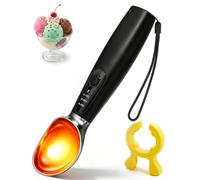 Cuillere a Glace Chauffante, Cuillère à Glace Chauffante en Acier Inoxydable avec 3 Niveaux de Température (49-71°C) et Support, Chauffage Rapide 2 à 5 Minutes, Moule Antiadhésif, pour Glace Italienne