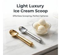 Cuillère à glace en acier inoxydable 304 poli miroir, cuillère à dessert antirouille dorée et argentée avec anneau de suspension, écumoire à yaourt glacé et sundae pour la cuisine à la maison or,argen