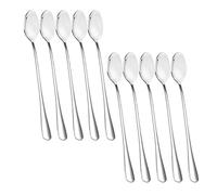 Cuillère à Glace - Inox - 10 Cuillères Longues - Argent - Idéales pour Mélanger et Servir