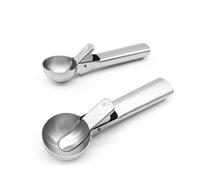 Cuillère à glace rétractable automatique en acier inoxydable à double usage, Cuillère à boule de glace multifonctionnelle, Cuillère à glace et à fruits petite cuillère en acier inoxydable,Grande cuill