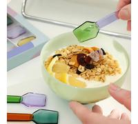 Cuillère à mélanger en verre résistant à la chaleur | Petite cuillère à thé élégante en verre, tige de mélange en cristal transparent résistante à la chaleur, convient pour la crème glacée, les desser