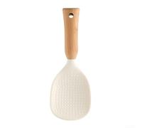 Cuillère à riz en silicone avec poignée en bois, pelle à riz antiadhésive avec trou de suspension pour servir le riz, les céréales et les plats d'accompagnement, ustensile de cuisine