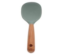 Cuillère à Riz en Silicone et Bois, Résistante à Chaleur, Maison | Surface Antiadhésive, Prise Confortable, Vert, pour Cuiseur à Riz et Service à Table, Usage Domestique