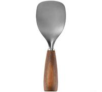 Cuillère à riz en titane avec manche en bois - Alternative durable en silicone pour servir le risotto - Ustensile de cuisine ergonomique anti-rayures pour surface de 21 x 7 cm
