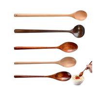 Cuillère à soupe, cuillère à mélanger en bois avec long manche - Ustensiles de cuisine résistants à la chaleur pour sauces, mélanger la salade et le miel