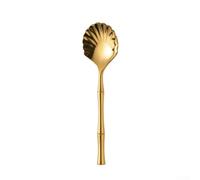 Cuillère à Thé Longue Manche Design Élégant Or(Gold) | Acier 304 pour premium, anti-rouille, pour brillance , pour idéal desserts et fruits, résistant usage quotidien