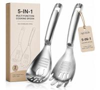 Cuillère de Cuisine Multifonction 5 en 1, Écumoire en Acier Inoxydable 304, Séparateur d’Œuf, Râpe, Presse-Purée et Ouvre-Bouteille B)