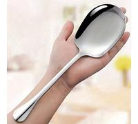 Cuillère de service durable, grande cuillère à soupe en acier inoxydable à bout carré pour soupe, bouillie et riz, pour plats sucrés et salés Grande taille-2 pièces,Petite taille-1pc,Extra Large - 2 p