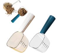 Cuillère Doseuse Pour Animaux Avec Graduations Lot De 2 90-120 g Avec Clip Pour Croquettes Chat Chien ABS Bleu Blanc