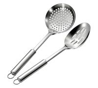 Cuillère Écumoire,Passoire à Huile à Long Manche | 2 Pièces Cuillère Passoire en Métal - Pour Légumes, Viande, Pâtes, Nouilles, Aliments Chauds, Service, Friture Chaude, Cuisson