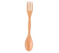 Cuillère fourchette intégrée bois hêtre 2 en 1, fournitures table cuisine | Couverts en bois à double usage, ustensiles de cuisine avec poignée ergonomique pour la maison, le restaurant, l'école