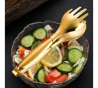 Cuillère Fourchette Pince Petite Pince de Service en Acier Inoxydable pour Aliments Salade Pâtisserie Buffet Accessoires de Cuisine Cuillère Fourchette Pince Pince à Salade Or 1 pièce,Argent 1 pièce,O