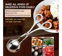 Cuillère multifonctionnelle en acier inoxydable pour boulettes de viande - Fabricant de boulettes de poisson maison, presse-boulettes, cuillère à glace, ustensile de cuisine, moule à boulettes de riz 