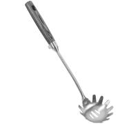 Cuillère passoire à nouilles en acier inoxydable avec manche bois, service de pâtes ergonomique for la maison, le restaurant, ustensile cuisine for spaghettis pour Pâtes