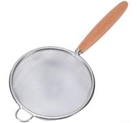Cuillère passoire en acier inoxydable 304 avec poignée ergonomique en bois pour filtrer les jus, les huiles et les petits ingrédients en toute sécurité (grande taille)