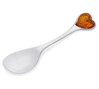 Cuillère souvenir en argent avec un cœur en ambre, initial "L", Cognac