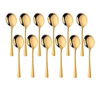 Cuillères à bouillon rondes 12 pièces cuillères à soupe, ensemble de couverts en acier inoxydable doré pour cuisine à domicile ou restaurant, Buyer Star vaisselle polie miroir
