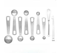 Cuillères à Mesurer Acier 9pcs avec Échelle Double Cuillères(9+) | Acier inoxydable 18/8, échelle double ml et tsp, 9 tailles précises, pour bord poli sûr, lavable lave-vaisselle