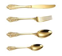 Cuillères Dessert Rétro en Acier Inoxydable, Lot de Set, Dorées | Style Vintage Classique, Prise Ferme et Nettoyage Facile, pour Célébrations D'anniversaire, Adultes et Garçon et Filles