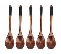 Cuillères en bois, cuillères à café en bois de 5pcs de longue poignée, petites cuillères en bois pour café en bois à tea cuillères de dégustation de dégustation de dégustation
