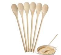 Cuillères en Bois de Cuisine 6 Pièces, Louches Multifonctionnelles à Long | Cuillère à miel en bois Pour Restaurant, Épicerie, Supermarch rt, Pâtisserie, Service Et